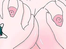 Midoriya massages Uraraka's tits and screws her - My Adventurer Academia manga