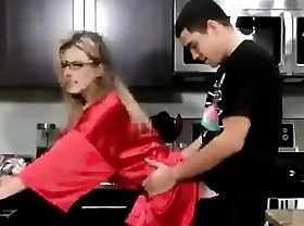 Young Son Fucks his Hot Mom in the Cookhouse