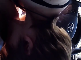 Mature Couple Cum Swallowing Devoid of Deep Blowjob in the Daytime Parking Lot
