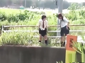 Japanese Asian teen 18+ schoolgirls 18+ Alfresco Pissing Compilation