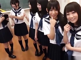 Hot Japanese babyhood in school uniforms in hot bring down front